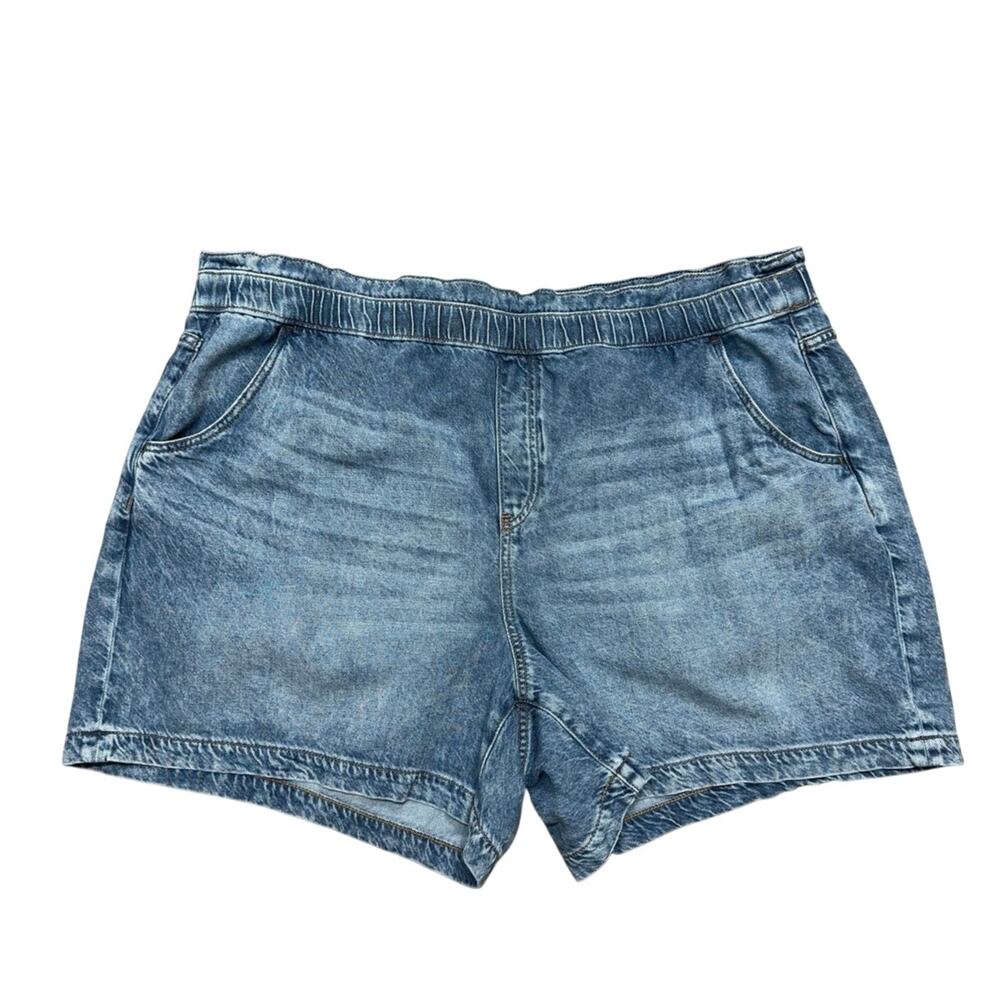 Lane Bryant High Rise Pull On Midi Shorts 22 Plus Lyocell Denim Comfort Stretch